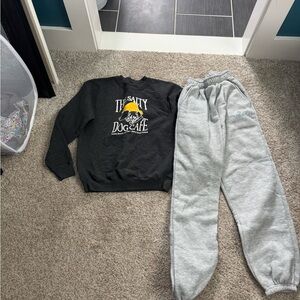 Pink palm sweatpants & salty dog crew neck